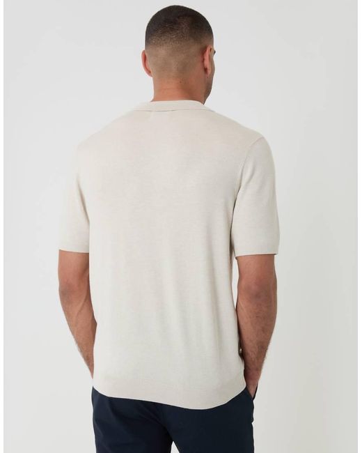 Threadbare White Textured Knit Trophy Neck Polo for men