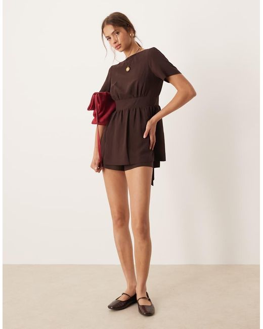 ASOS Multicolor Tie Back Double Layer Playsuit