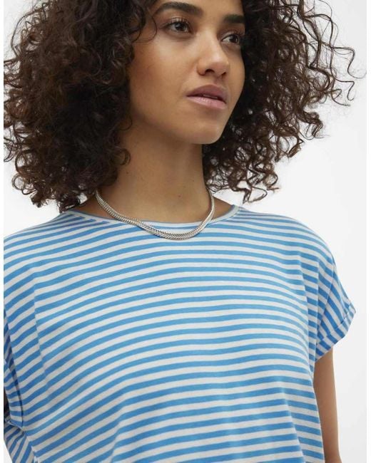 Vero Moda Blue Oversized Stripe T-shirt