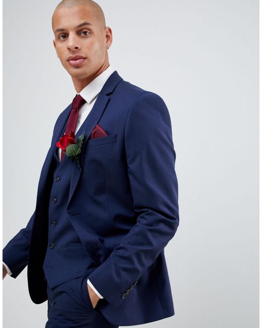 mens blue skinny suit