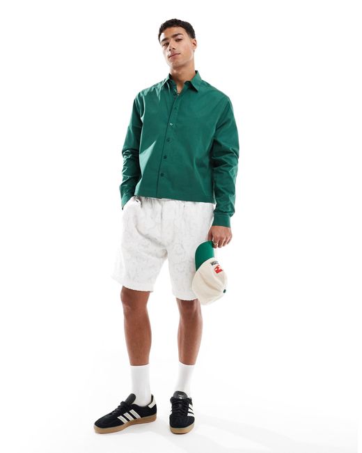 ASOS – kastiges oversize-hemd aus popeline in Green für Herren