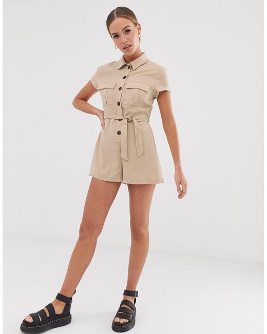 Bershka Natural Utility Playsuit