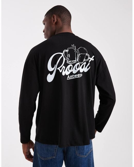 ASOS Black Oversized Long Sleeve T-shirt With Back Print for men