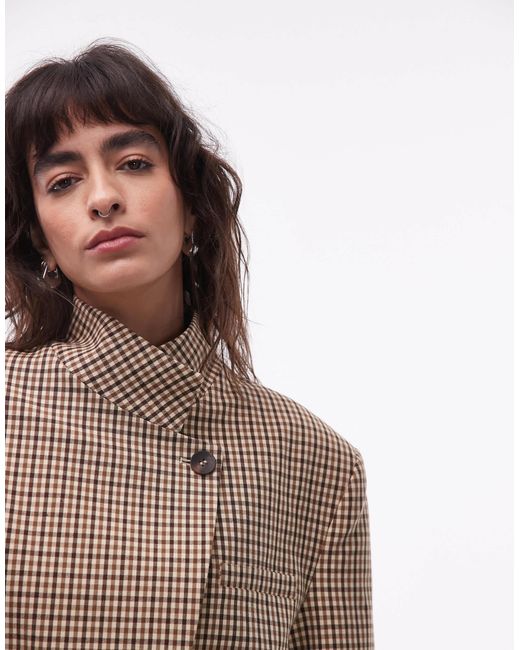 ASOS Natural Funnel Neck Wrap Blazer