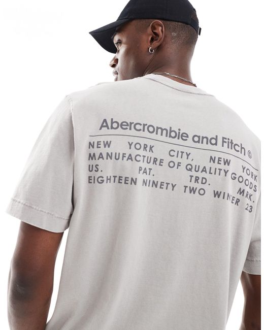 Abercrombie & Fitch Gray Vintage Logo Oversized Fit T-shirt With Back Print for men