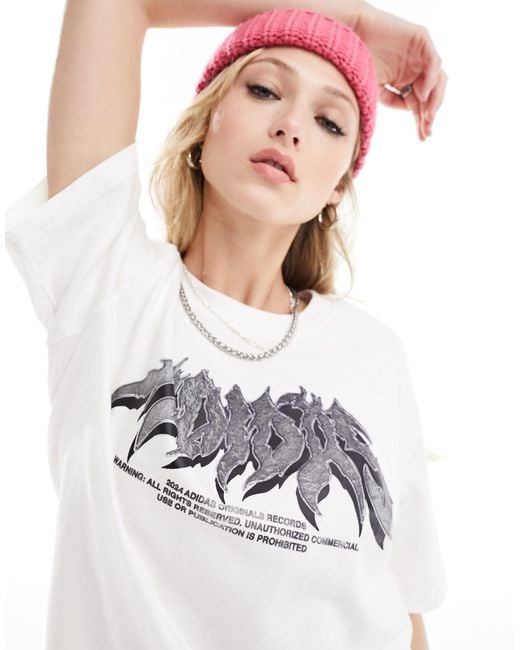 Adidas Originals White Unisex Gothic Graphic T-shirt