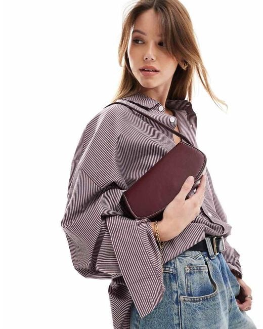 Pull&Bear Purple Shoulder Bag With Contrast Stitch