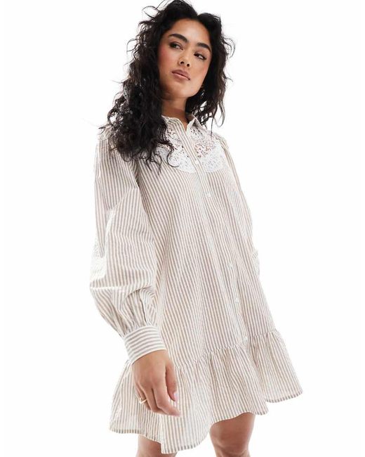 Miss Selfridge White Embroidered Detail Shirt Dress