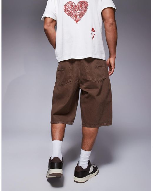 Bershka – weite jeans-shorts in White für Herren