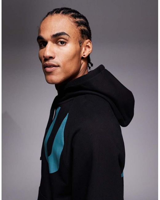 HUGO Black Nalfhood Large Logo Hoodie for men