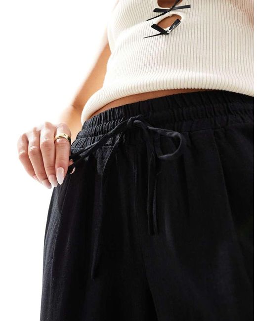 Vero Moda Blue Linen Blend Tapered Trousers