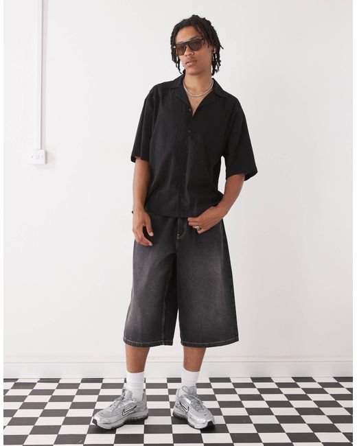 Collusion Black Textured Woven Shirt for men