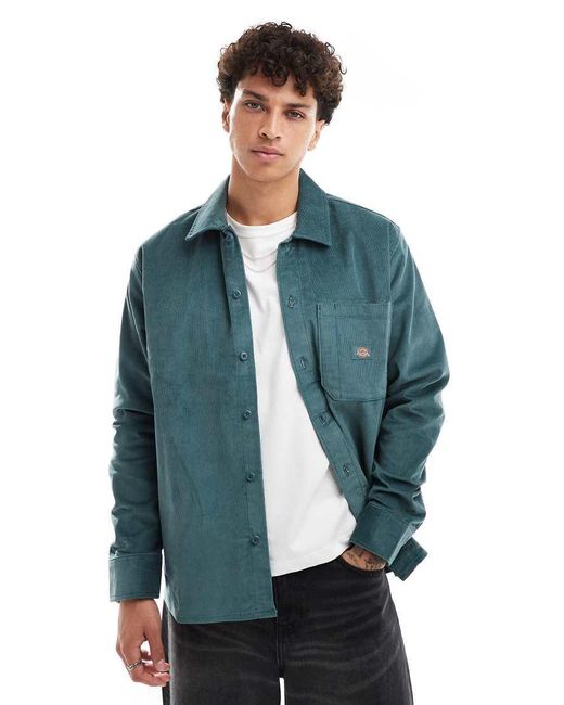 Camisa Verde Oscuro De Pana De Dickies de hombre de color Blue