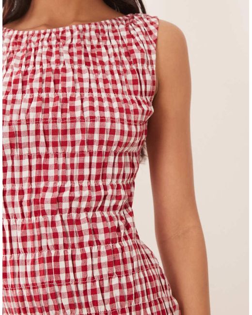 The Frolic Red Exclusive Cotton Blend Shir Sleeveless Mini Dress