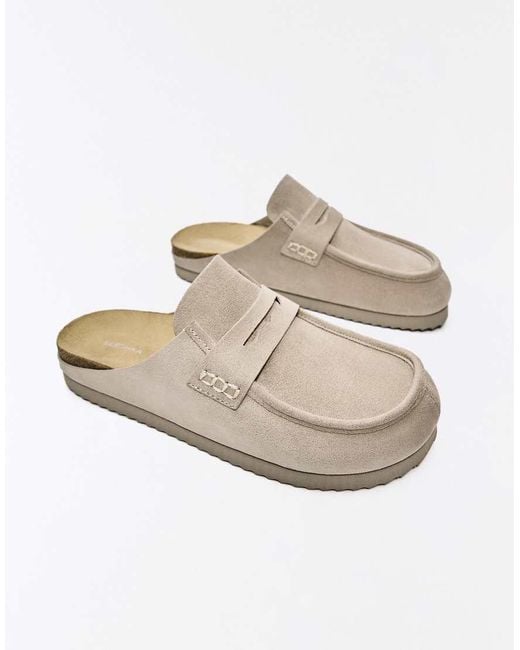Bershka White Mule Clogs With Mask Detail for men