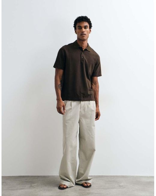 Mango Black Short Sleeve Polo Top for men