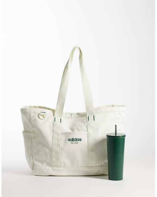 Adidas Originals White Adidas Training Canvas Linen Look Tote Bag