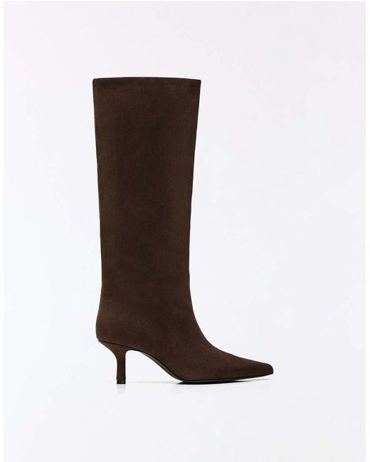 Bershka Black Kitten Heel Boots