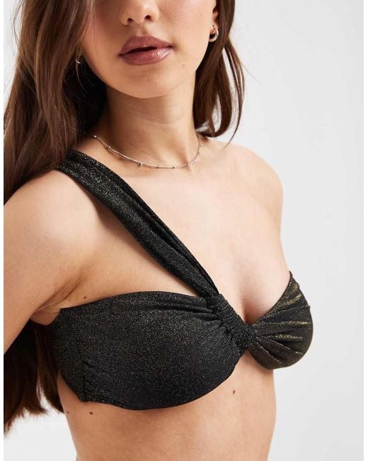 Pieces Brown One Shoulder Bikini Top Co-ord