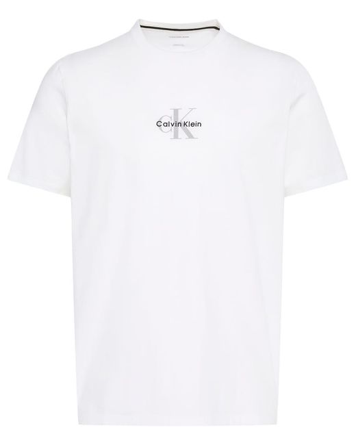 Calvin Klein White Monogram Logo T-Shirt for men