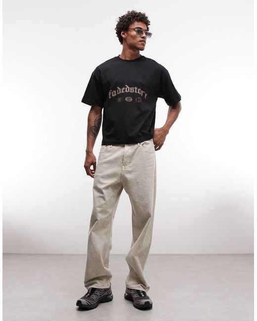Faded Store Black T-shirt With Gothic Logo Back Print for men