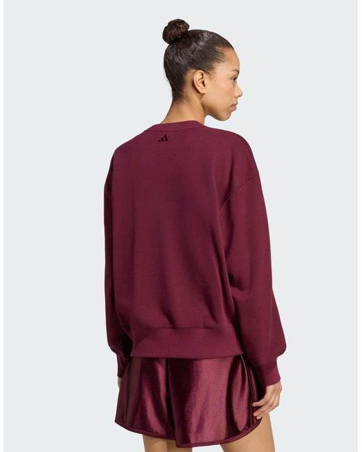 Adidas Originals Red Seasonal Essentials Satin V-Neck Sweatshirt