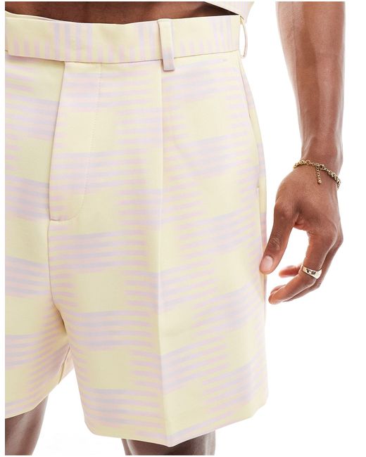 Pantaloncini ampi eleganti gialli a quadri di ASOS in White da Uomo
