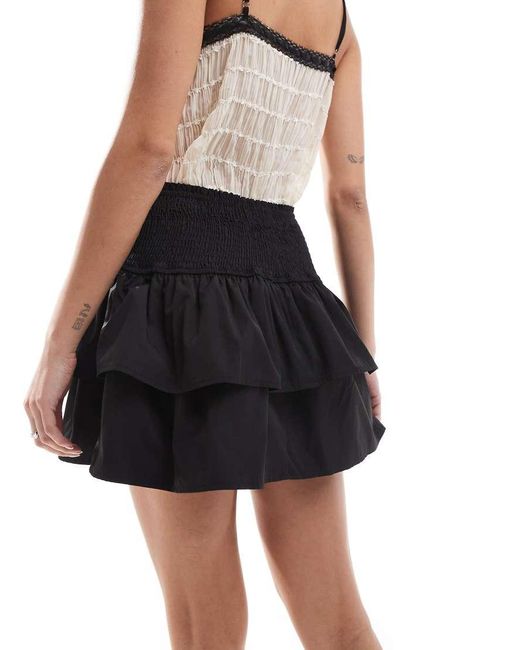 Collective The Label White Smocked Ruffle Mini Skirt