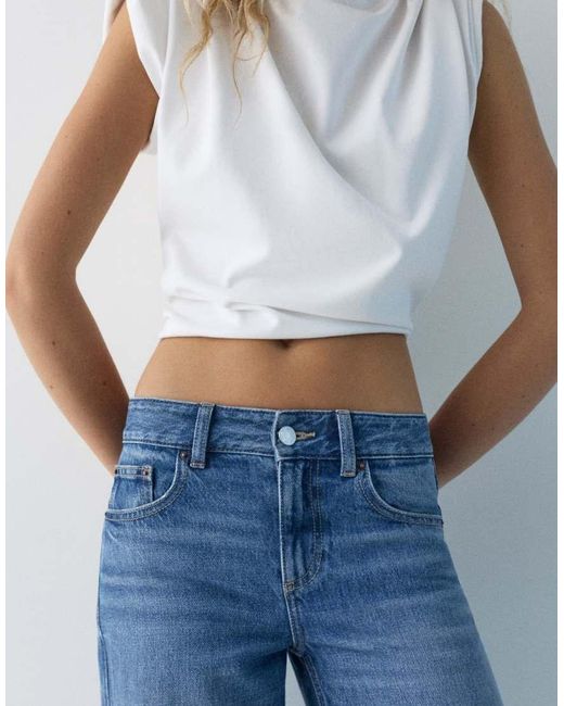 Pull&Bear Blue Low-rise Culottes Jeans