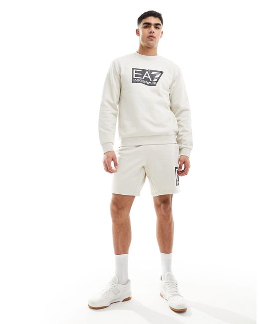 EA7 White Armani Large Chest Logo Sweatshirt for men