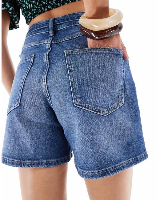 ONLY Blue Tie Detail Loose Fit Denim Short