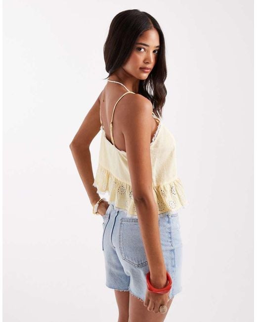 ONLY Blue Broderie Crop Cami