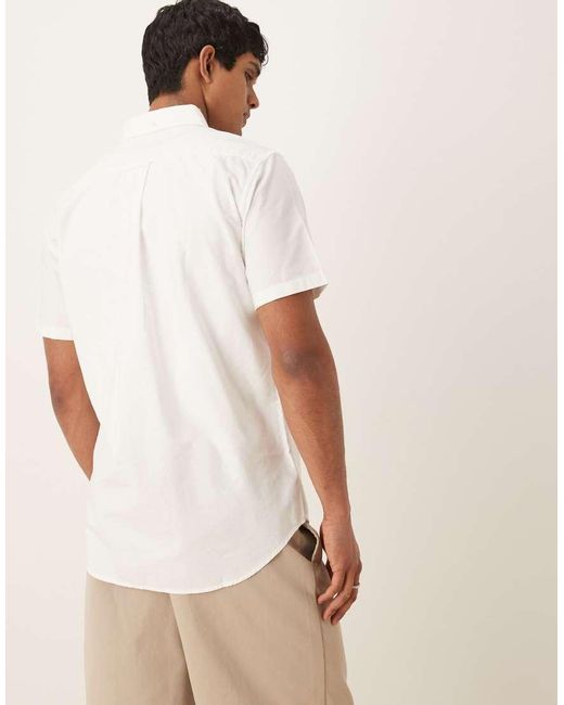 Gant Regular-Fit Klassiek Oxford Overhemd Met Korte Mouwen in het White voor heren