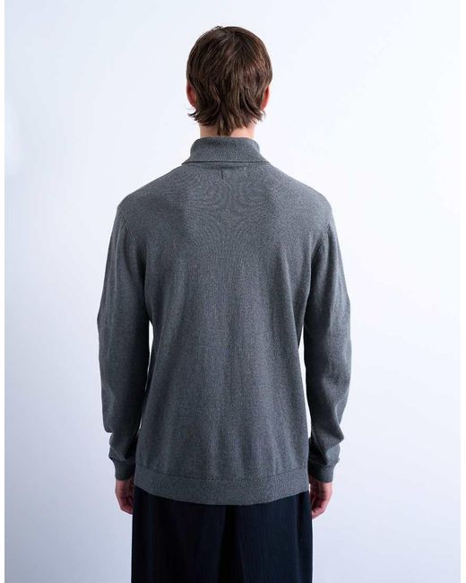 Topman Blue Essential Knitted Roll Neck for men