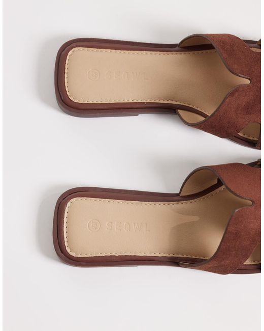 SEQWL Brown Storke Flat Sandals