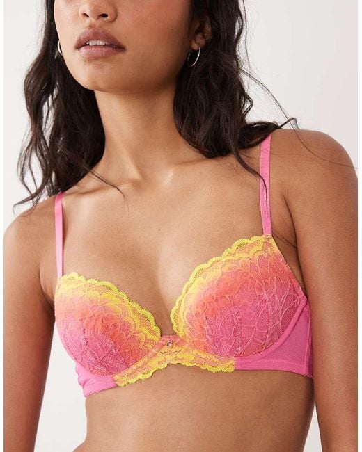 Ann Summers Orange Sexy Lace Ombre Padded Plunge Bra