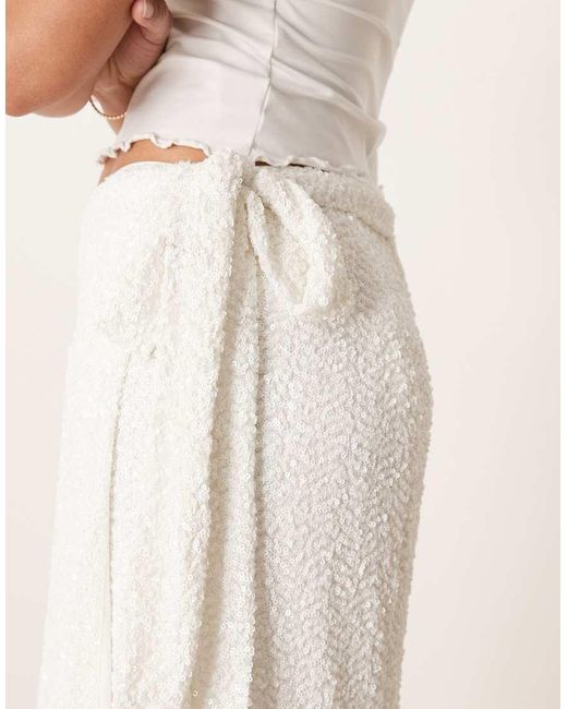 Maya Natural Embellished Wrap Midi Skirt
