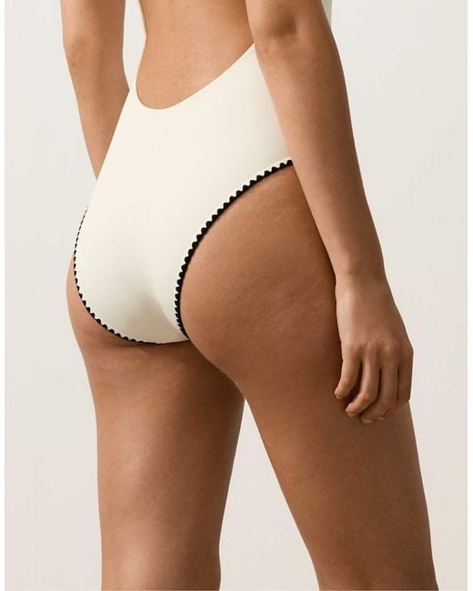 Oysho White Contrast Stitch Swimsuit
