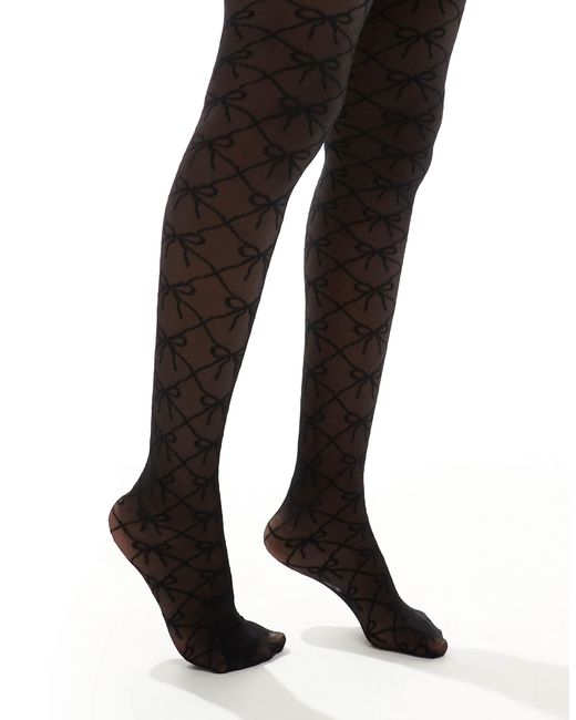 ASOS Black Bow Monogram Tights