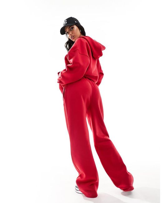 Joggers Rojos De Pernera Ancha Con Logo De Mezcla De Algodón De (Parte De Un Conjunto) Kaiia de color Red