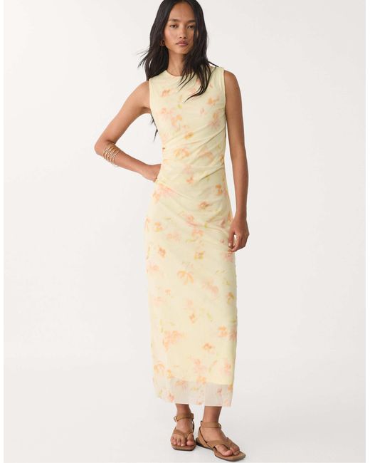 Stradivarius Natural – midikleid aus tüll