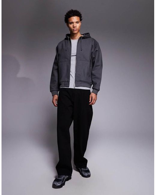 Faded Store Gray Washed Core Canvas Hooded Jacket for men