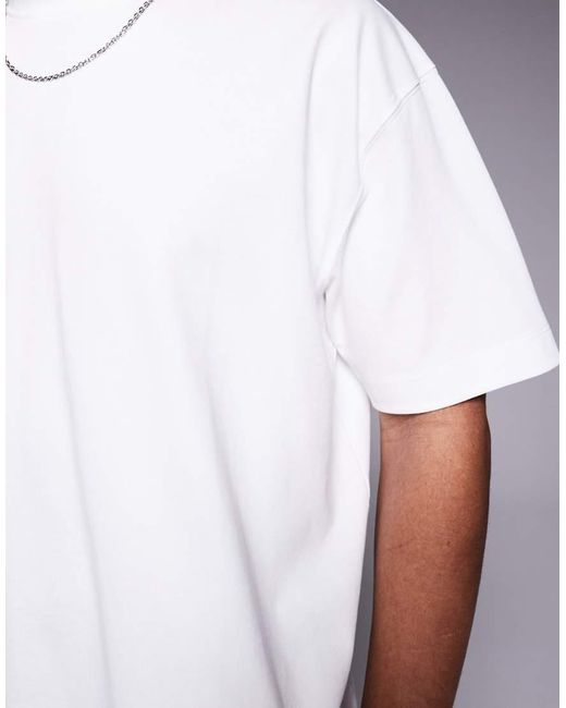 Camiseta Blanca De Corte Cuadrado Extragrande De Tejido Muy Grueso De ASOS de hombre de color White