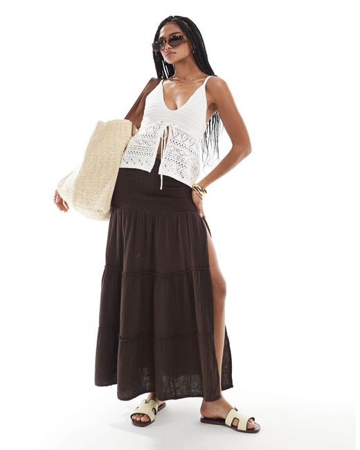 Bershka White – gestufter maxirock