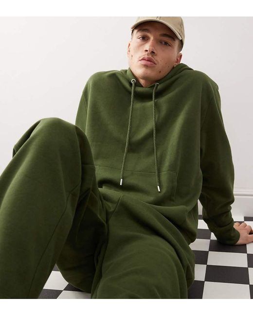 Felpa Con Cappuccio Color Kaki di Collusion in Green da Uomo