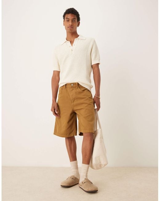 ASOS – lang geschnittene carpenter-jorts in Natural für Herren