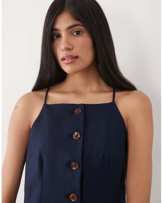 River Island Blue Strappy Button Down Mini Dress