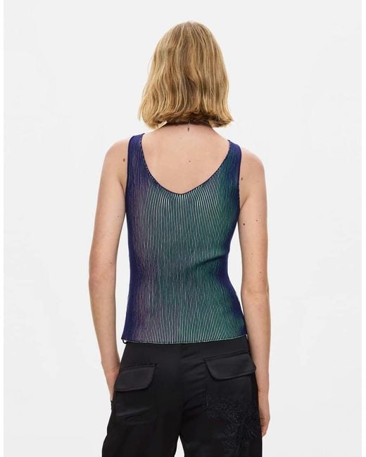 Desigual Blue Iridescent Knit Strap Top