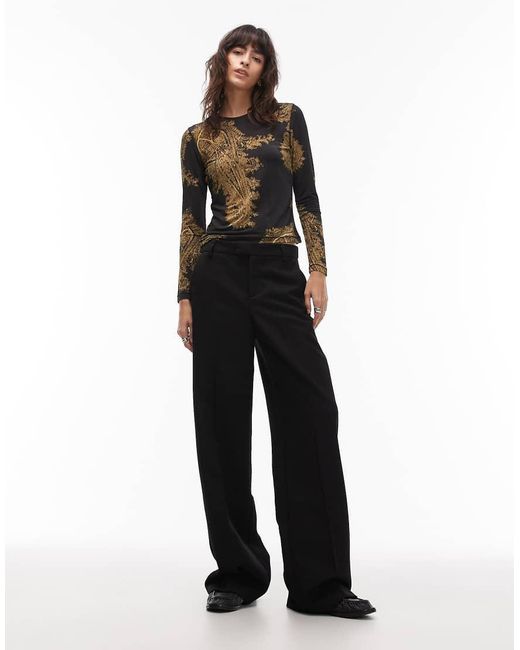 AllSaints Black Printed Katlyn Long Sleeve Top