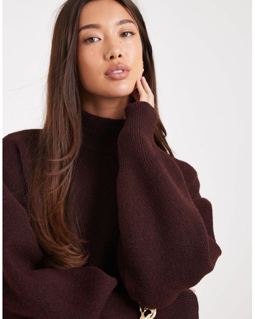 ASOS Brown Extreme Boxy Jumper With Funnel Neck